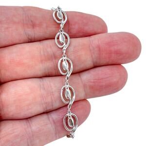 Estate Sterling Silver 925 Scroll Link Bracelet 7.5"